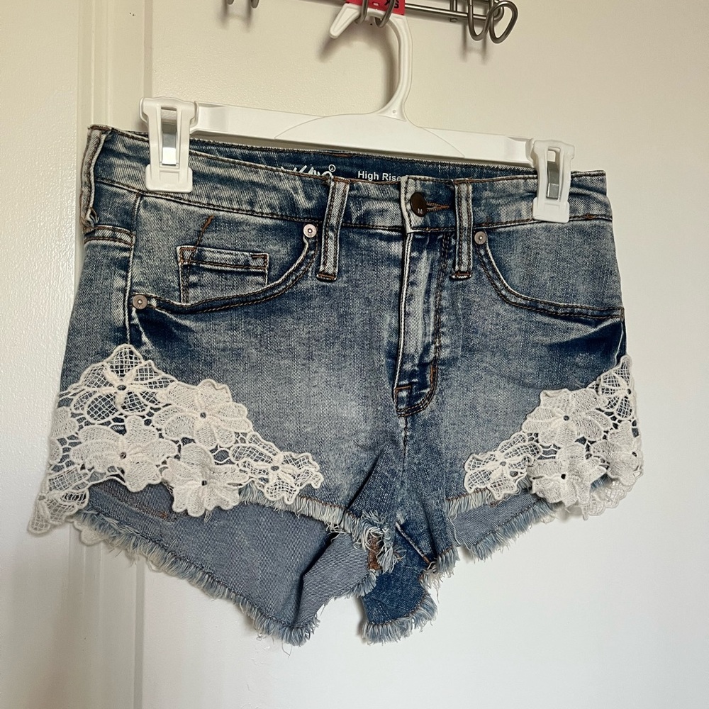 Denim Lace Trim Women's Shorts